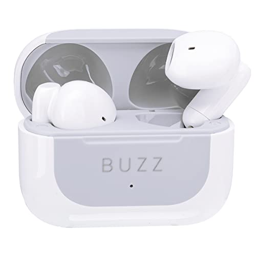 Image of Honeyport HP Buzz Earbuds - TWS Bluetooth Earbuds with Smart Voice Assistant, Active Noise Cancellation, 30-Hour Playtime, IP4X Sweatproof (White)