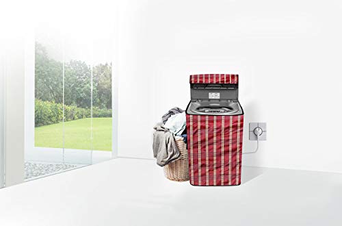 Image of Stylista Washing Machine Cover Compatible for LG 8 kg T9077NEDL1 Fully-Automatic Top Load Plaid Red