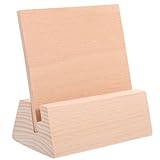 OHPHCALL Wooden Desk Calendar Base Cards Display Stands Postcard Holder Gaming Cards Base Rustic Wood Holder