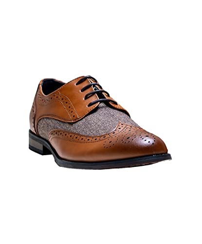Men’s Derby Lace Up Wedding Brogue and Herringbone Dress Shoes
