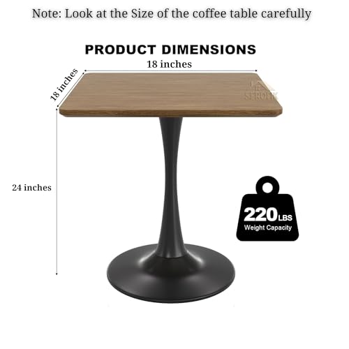 Image of Square Wooden Pedestal Table, Accent Bedside Table,Modern Coffee End Table for Living Room, Bedroom and Balcony with Square Design Table (Antique Brown, 18 * 18 * 24 inches)