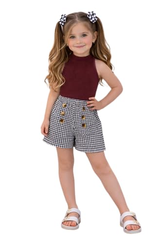 Image of Girl's Solid Cotton Blend Style Top and Shorts Set
