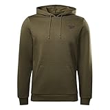 Colore: verde militare Reebok Logo sul Petto Sinistro Felpa con Cappuccio, Verde Militare, M Uomo