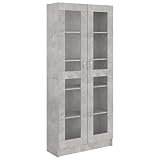 vidaXL Vitrina Armario de Libros Estantería Estante Soporte Almacenamiento Oficina Hogar Decoración de Contrachapada Gris Hormigón 82,5x30,5x185,5 cm