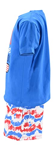 Image of Boys 2pc Shorts Set Outfit Short Sleeve Shirt with Bold Applique Print and Shorts