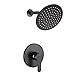 POP SANITARYWARE Matte Black Shower Faucet Set Bathroom Rainfall Shower System Wall Mounted 8 Inch Shower Head and Handle Set Single Function Shower Trim Kit with Rough-in Valve