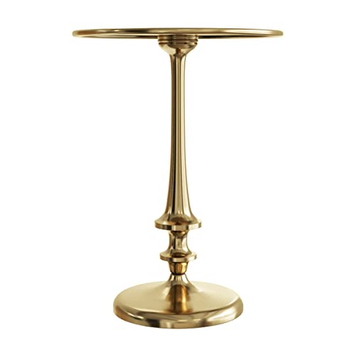 image for Lavish Home Side Table - Iron Pedestal Table with Antiqued Brass Finis