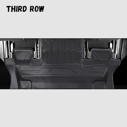 PARTZER Floor Mats for Ford Explorer 2020-2025 2026 6-Seat (2nd Row Captain Seats), Custom Fit TPE All Weather Floor Liners, 1st & 2nd Row & Cargo Mat with Backrest Mat Explorer Accessories - Thumbnail 5