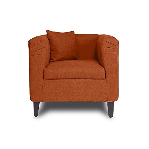 Image of Wakefit Sofa Set | 3 Year Warranty | Sofa 1 Seater, 1 Seater Sofa for Living Room, Wooden Sofa Set, Single Seater - Miami(Tahoe : Terracotta)