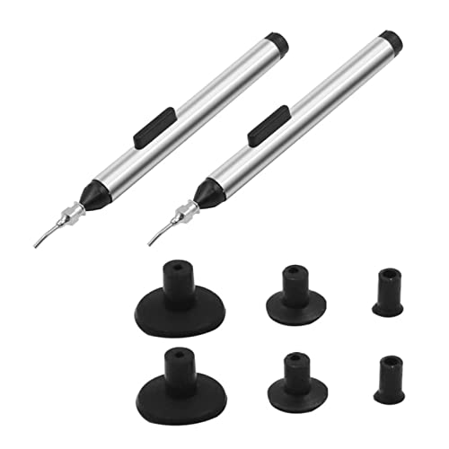 CHIYUYISEN 2 Pcs Manual Solder Suckers Vacuum Sucking Pens Sucking Pickup Tools with 3 Interchangeable Suction Pads for IC SMD SMT Precision Component Power Tool，Vacuum Suction Pen