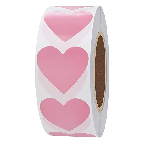 Hybsk 1000pcs 30mm Pink Heart Stickers for Party Decorations Crafting Scrapbooking (Pink)