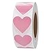 Hybsk Pink Heart Stickers 30mm Adhesive Labels 1,000 Per Roll (1 Roll)