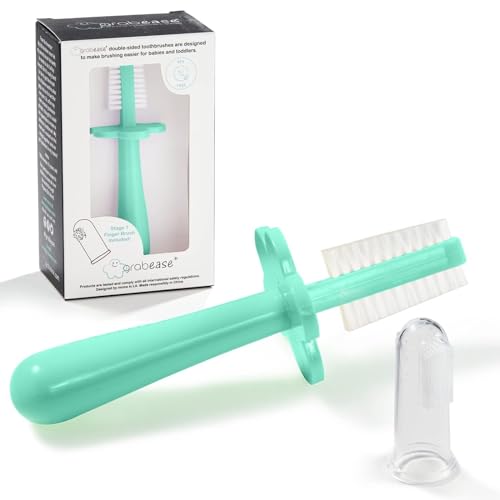 Grabease Baby-Fingerzahnbürste, Babybad, doppelseitige Zahnbürste, BPA- und Phthalatfrei, 1 Packung, Minze