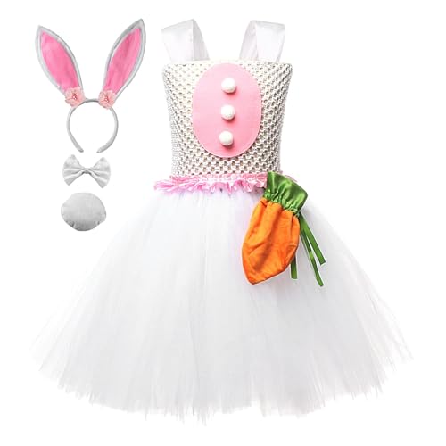 Fruusv Bunny Costume Kid, Bunny Tail Ballet Dress, Rabbit Tutu Outfit, Holiday Clothing Accessories, Kids Animal-Themed Costume, Easter Party Outfits Set for Girls