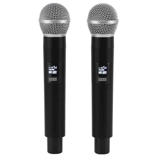 Fafeicy UHF per Microfono Portatile Wireless da 2 Pezzi con Cancellazione del Rumore, Microfono Karaoke a 4 per Performance Professionali di Feste di Duetto e Canto