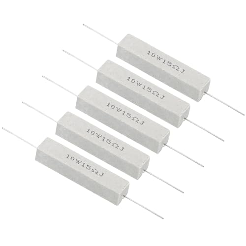 Image of PATIKIL 5Pcs 15 Ohm Resistors, 10W Ceramic Cement Resistor Power Cement Resistor Kit Tolerance 5% for Power Adapters Audio Computer TV Circuit Board