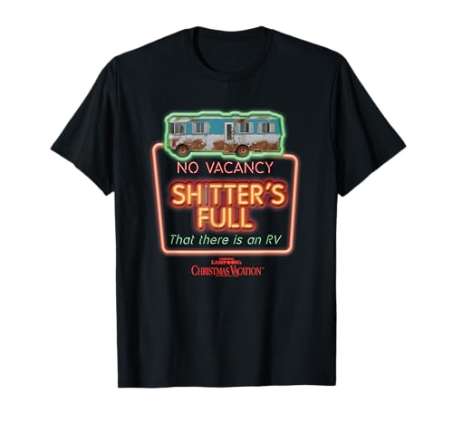 Warner Bros. Christmas Vacation No Vacancy Shtter's Full Adult Unisex Black Cotton Blend Short Sleeve V-Neck T-Shirt