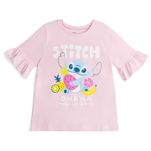 Disney Lilo & Stitch Little Girls T-Shirt and Gauze Shorts Outfit Set Lavender Pink Stitch 6 - image 3