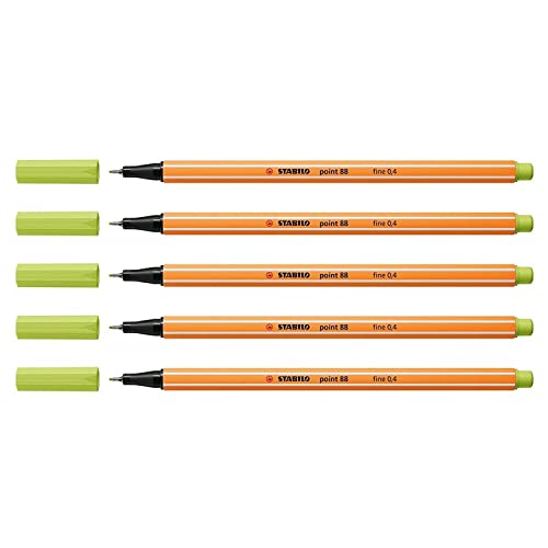 STABILO point 88 citron vert lot de 5 feutres fins d'écriture et de dessin précis
