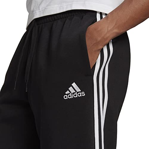 Adidas Men's Essentials Fleece Open Hem 3-Stripes Pants, Black, Small #TOP2