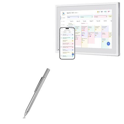 BoxWave Stylus Pen Compatible With Dragon Touch Dragon Digital Calendar (10.1 in) - FineTouch Capacitive Stylus, Super Precise Stylus Pen - Metallic Silver