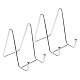 Pantalla multiusos: ideal para exhibir una amplia gama de artículos como platos de cerámica, caballetes, marcos de fotos, libros y fotografías, ofreciendo una gran versatilidad, soporte para libros de metal, organizador de imágenes