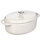 Lodge Enameled Cast Iron Oval Dutch Oven, 7-Quart, Oyster White