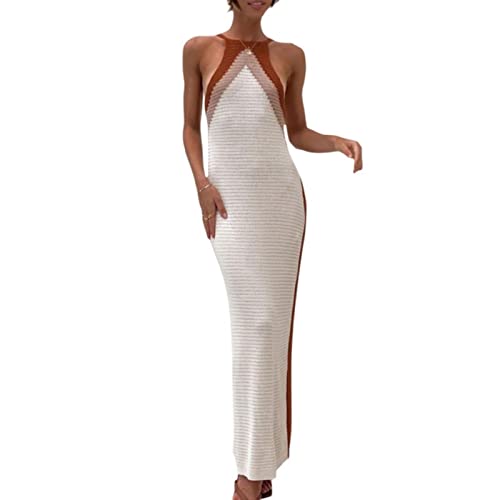 Robe tricotée longue pour soirée d'été chic et cocktail en terrasse