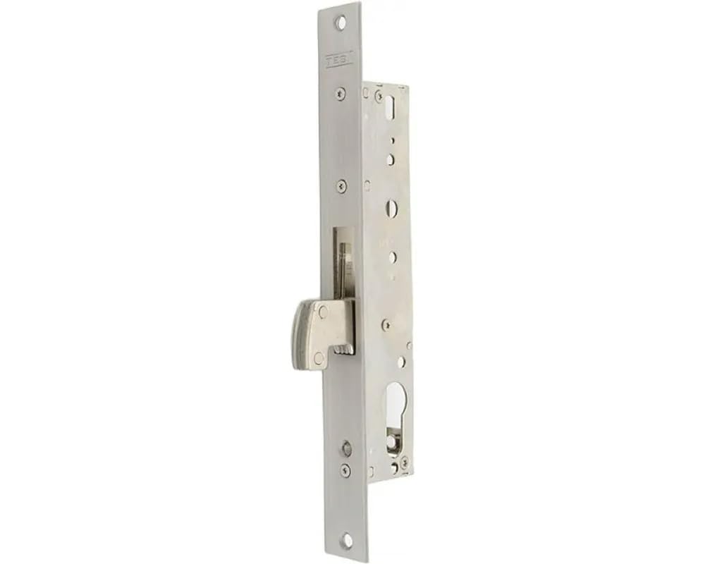 TESA 4241203AI cerradura monopunto de palanca basculante 2241, entrada 20 mm, acero inoxidable, sin cilindro, compatible con cilindro de leva corta, incluye cerradero y escudo E210