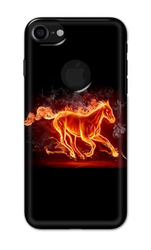 Image of Plastic Printfidaa Printed Hard Back Cover Case For Apple iPhone 7 Logo | iPhone 8 Logo Back Cover (Fiery Horse) -112, Multicolor