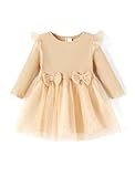 PATPAT Baby Girl Dress Toddler Birthday Party New Year Photo Outfit Tulle Ruffle Sleeve Tutu Dresses 3-6 Month Apricot Star