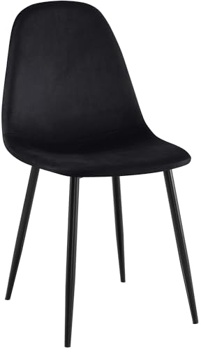 CLP Chaise de Salle à Manger rembourrée Napier, Chaise de Cuisine avec Dossier et Structure métallique, Peut Supporter jusqu'à 150 kg, Couleur:Noir, Matériel:Velours