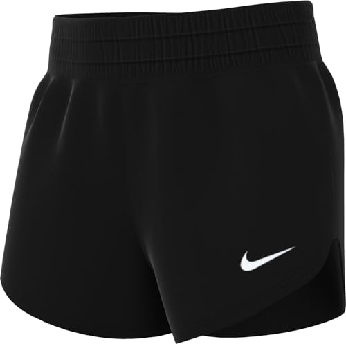 Nike Girls' One Dri-Fit High-Waisted Woven Training Shorts, Black/White