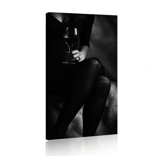 Peinture art mural belle fille avec cadre noir pour bar