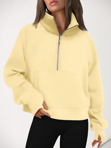Image of AUTOMET Womens Sweatshirts Half Zip Cropped Pullover Fleece Quarter Zipper Hoodies 2026 Fall Fashion Outfits Clothes