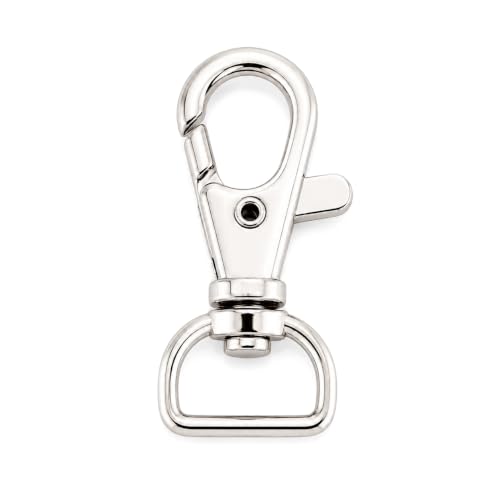 CRAFTMEMORE Swivel Lobster Claw Clasps Classic Trigger Snap Hooks CS10 Purse Landyard Clip Fits 1/2" Strap Pack of 10 (Silver)