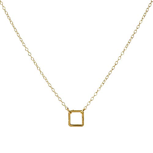 AVNIS Custom Gold Square Necklace Geometric Pendant 14k Gold Filled