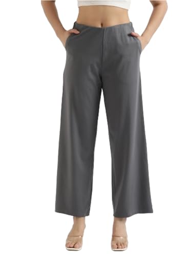 Image of SAADAA Palazzo Pants for Women Half-Elasticated Waistband | Palazzo for Women in Airy Linen Fabric | Regular Fit Mid Rise Waist & Deep Pockets | Versatile Formal & Casual Wear |