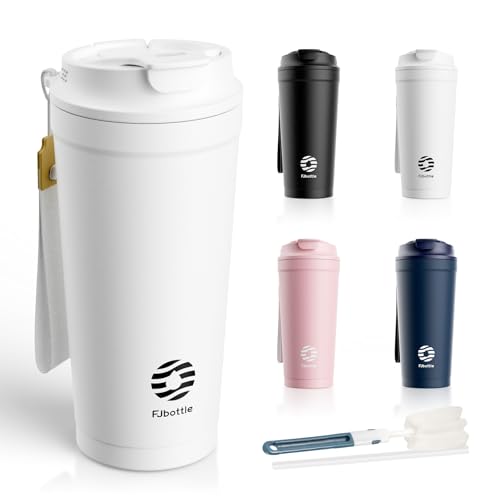 FJBOTTLE �^���u���[ �^��f�M �}�O�J�b�v 500ml �R��h�~ �W�� �����X�g���[�������݂QWAY �X�e�����X �ۉ��ۗ� �R�[�q�[�J�b�v �Y�_�Ή� �X�g���b�v�t�� �����^�ѕ֗� �􂢂₷�� �z���C�g