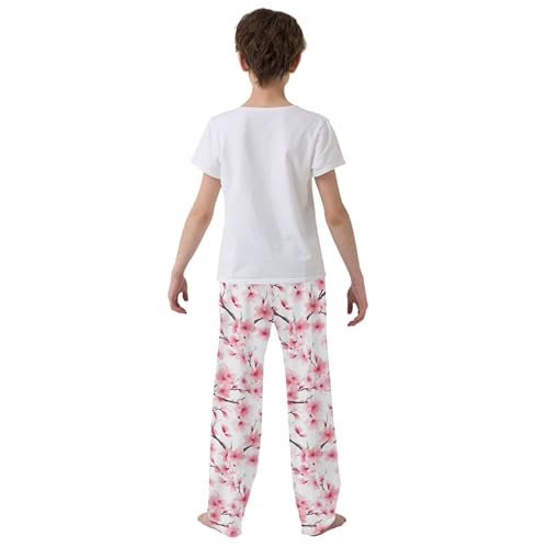 Cherry Blossoms Branch Long Pajama Pants Elastic Waist PJ Bottoms with Pockets S A1102754