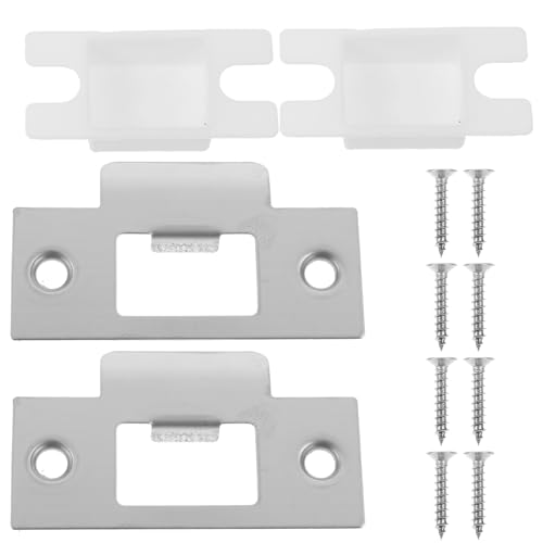 COLLBATH Placa de Cierre para Puertas Exteriores de Acero Inoxidable 1-5/8 Pulgadas Kit de Refuerzo Tapa de Orificio y Tornillos Juego de 2 Piezas para Seguridad de Puertas Principales y