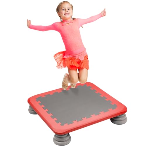 Kids Trampoline Indoor/Outdoor, Mini Trampoline for Toddlers Aged 3+, Autism-Friendly Sensory Toy Training Equipment, Holds up to 75KG, Gifts for Boys Girls