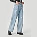 Baggy Jean for Women High Waist Wide Leg Cute Soft Denim Pant Solid Color Fashion Comfy Stretchy Fall Pearl Clothes XS-XL