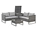 SVITA Kansas Rattanlounge Gartenmöbel Set Sitzgarnitur Outdoor Sitzlounge Terrasse Gartensofa Kissenbox Tisch Polyrattan Stahlgestell Grau