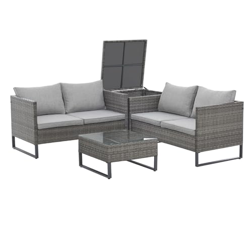 SVITA Kansas Rattanlounge Gartenmöbel Set Sitzgarnitur Outdoor...