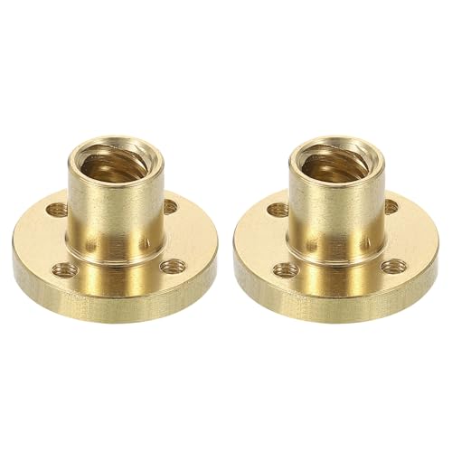 QUARKZMAN 2 Stück Tr8x8 4-Gängige Messing Flanschmutter, 2mm Teilung​8mm Steigung Trapezgewinde-Spindelmutter mit 4 M3 Bohrungen, 22mm AD x 15mm Dicke