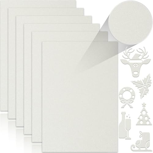 Sixstore 10 Blatt Glitzer-Kartonpapier, A4, Premium-Kartonpapier für Scrapbooking, DIY-Projekte, Party-Dekoration, Box-Verpackung, 250 g/m², weiß