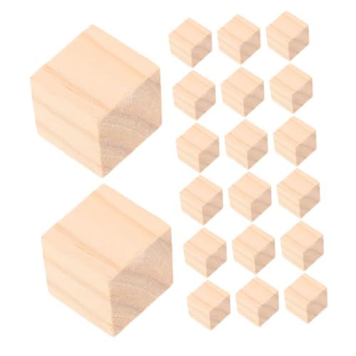 MERRYHAPY 20個未加工の木製キューブ 耐久性ある自然木材使用 滑らかで な積み木 モンテッソーリ教材や工作に の創造力と運動能力を育む木製ブ