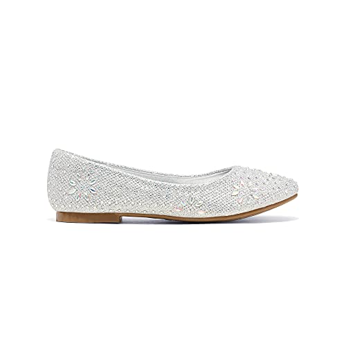 DREAM PAIRS Girls Dress Shoes Slip-on Rhinestone Glitter Ballet Flats for Wedding, Party, Birthday, Prom, Little Kid/Big Kid3