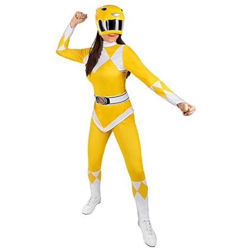 Funidelia | Disfraz Power Ranger Amarillo para mujer Superhéroes, Dibujos Animados - Disfraz para adultos y divertidos accesorios para Fiestas, Carnaval y Halloween - Talla S - Amarillo